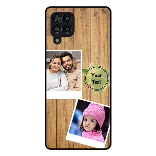 Galaxy F22 Custom Glass Phone Case  - Wooden Texture Design