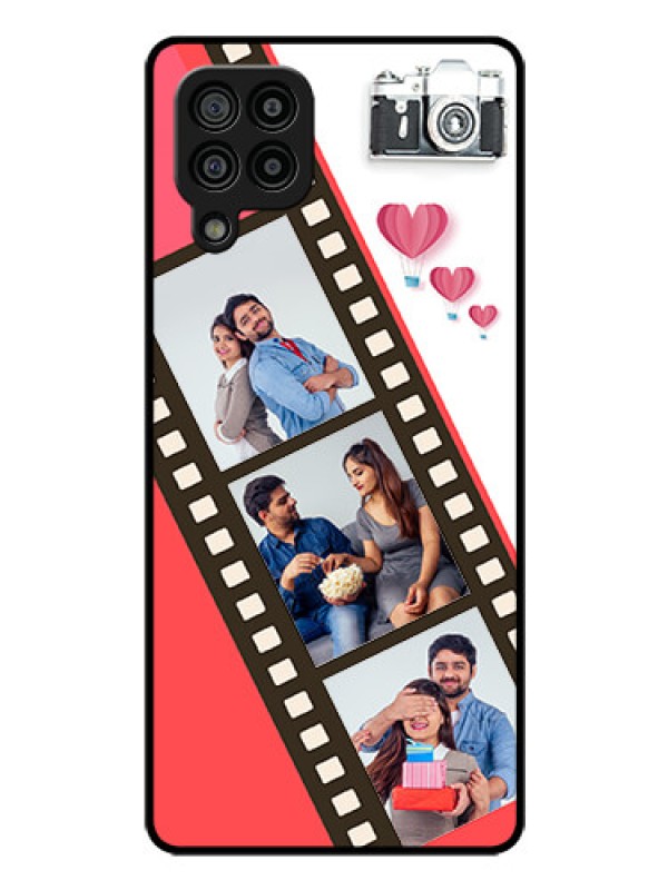 Custom Galaxy F22 Personalized Glass Phone Case  - 3 Image Holder with Film Reel