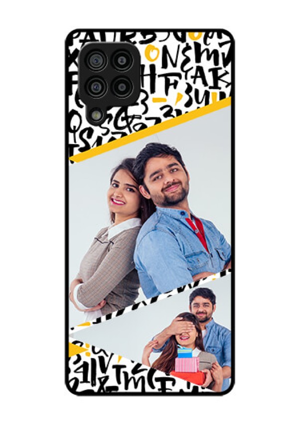 Galaxy F22 Custom Glass Mobile Case  - Letters Pattern Design