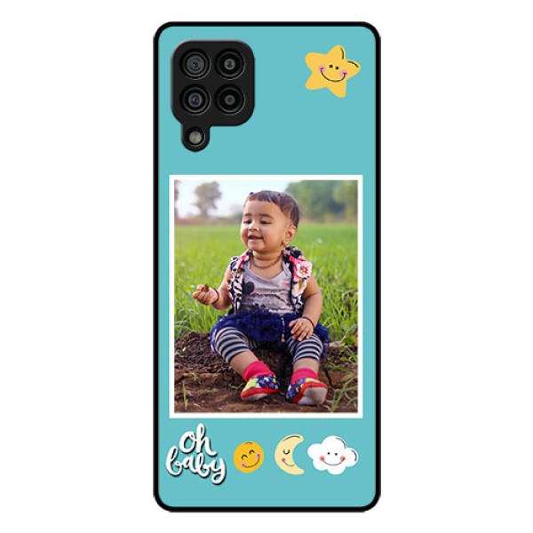 Galaxy F22 Personalized Glass Phone Case - Smiley Kids Stars Design Galaxy F22 Personalized Glass Phone Case - Smiley Kids Stars Design