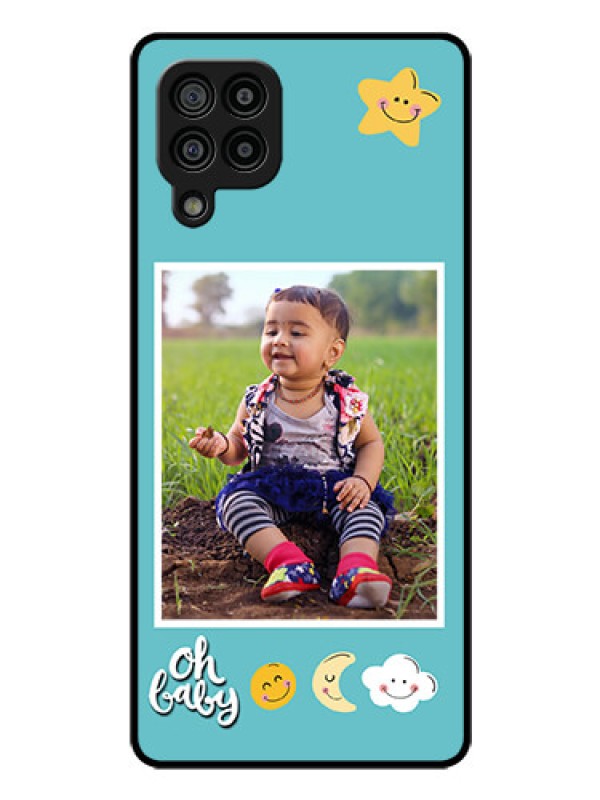 Custom Galaxy F22 Personalized Glass Phone Case  - Smiley Kids Stars Design