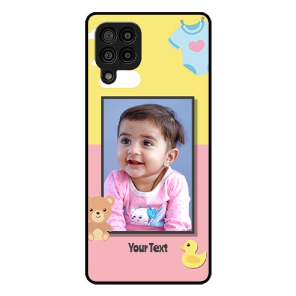Galaxy F22 Photo Printing on Glass Case  - Kids 2 Color Design