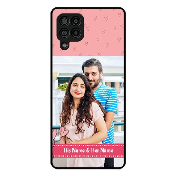 Galaxy F22 Personalized Glass Phone Case  - Love Design Peach Color