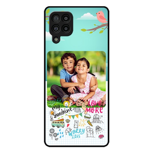 Galaxy F22 Photo Printing on Glass Case  - Doodle love Design