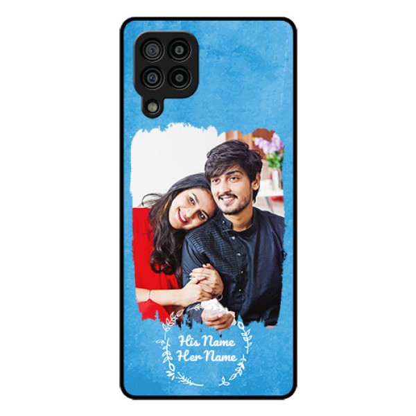 Galaxy F22 Custom Glass Phone Case - Blue Color Vintage Design