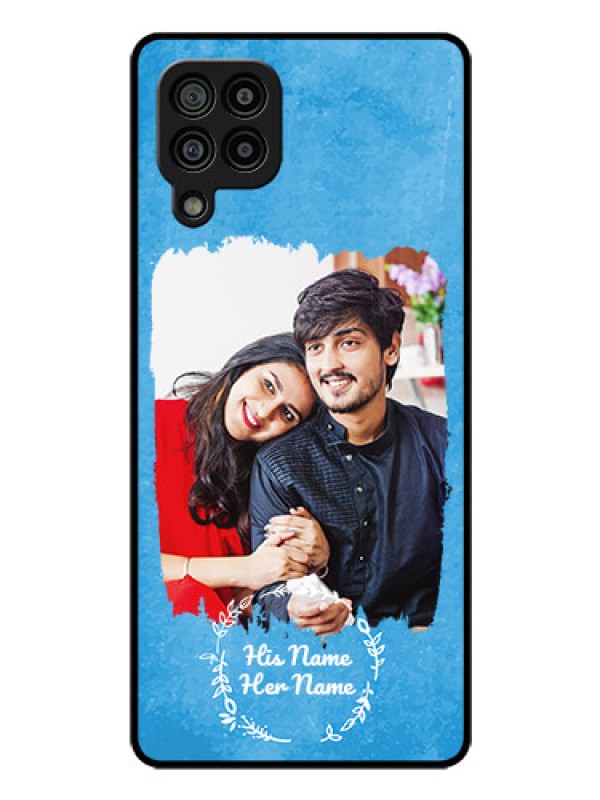 Custom Galaxy F22 Custom Glass Phone Case - Blue Color Vintage Design