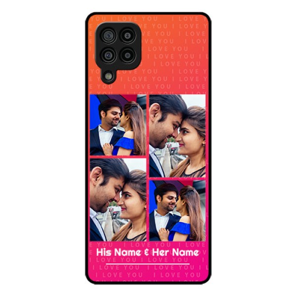 Galaxy F22 Custom Glass Phone Case  - I Love You Pink Design