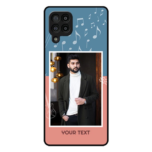 Galaxy F22 Photo Printing on Glass Case - with Color Musical Note Design Galaxy F22 Photo Printing on Glass Case - with Color Musical Note Design