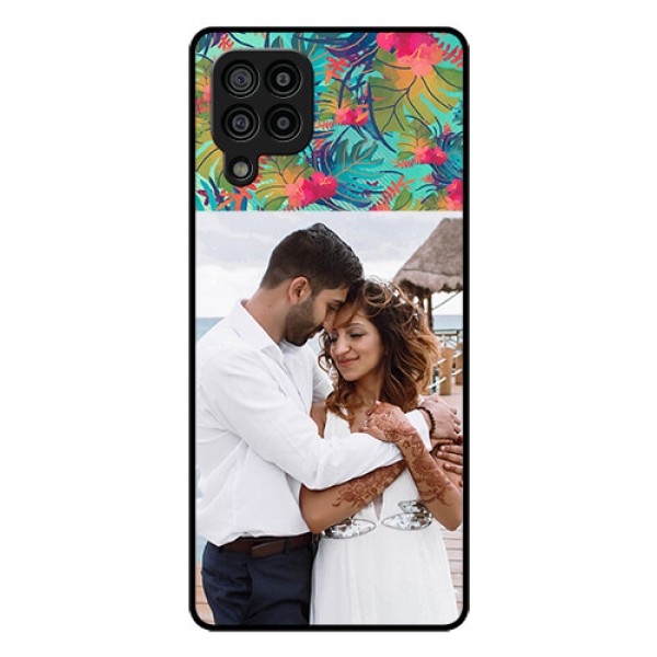 Galaxy F22 Photo Printing on Glass Case  - Watercolor Floral Design