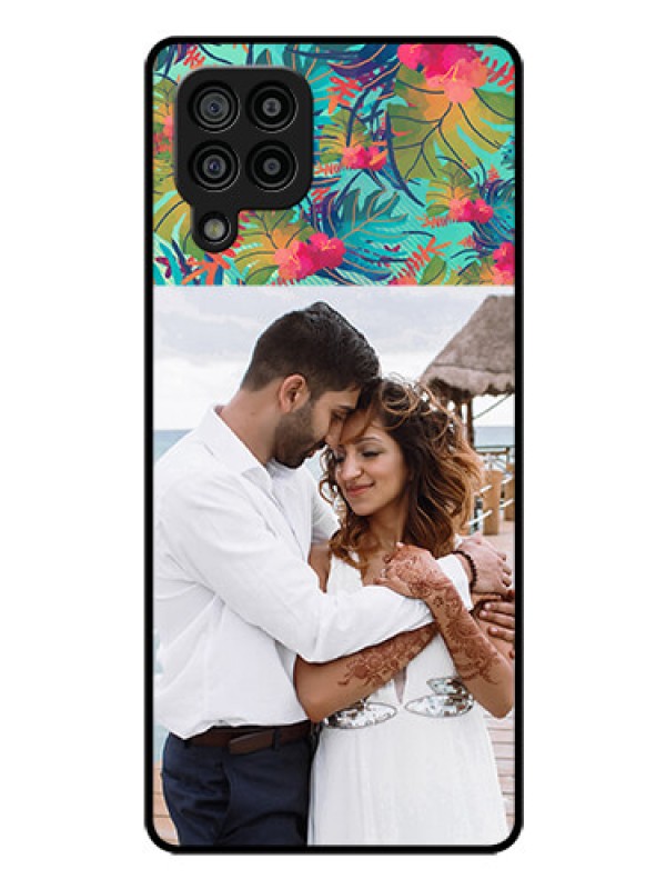 Custom Galaxy F22 Photo Printing on Glass Case  - Watercolor Floral Design