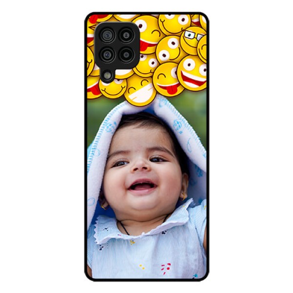 Galaxy F22 Custom Glass Mobile Case  - with Smiley Emoji Design