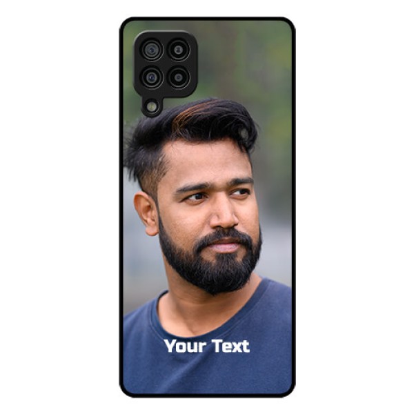 Galaxy F22 Glass Mobile Cover: Photo with Text