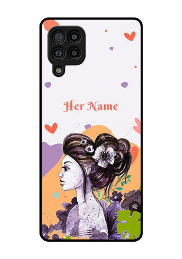 Galaxy F22 Personalized Glass Phone Case - Woman And Nature Design