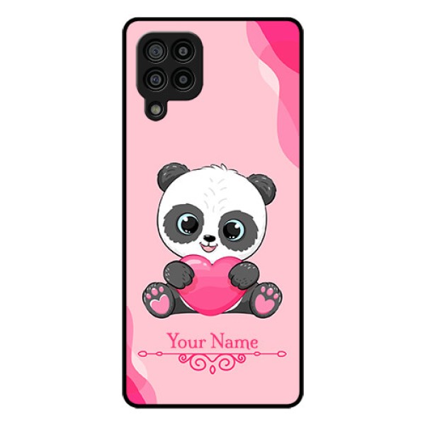 Galaxy F22 Custom Glass Mobile Case - Cute Panda Design