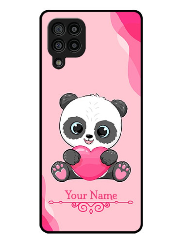Custom Galaxy F22 Custom Glass Mobile Case - Cute Panda Design