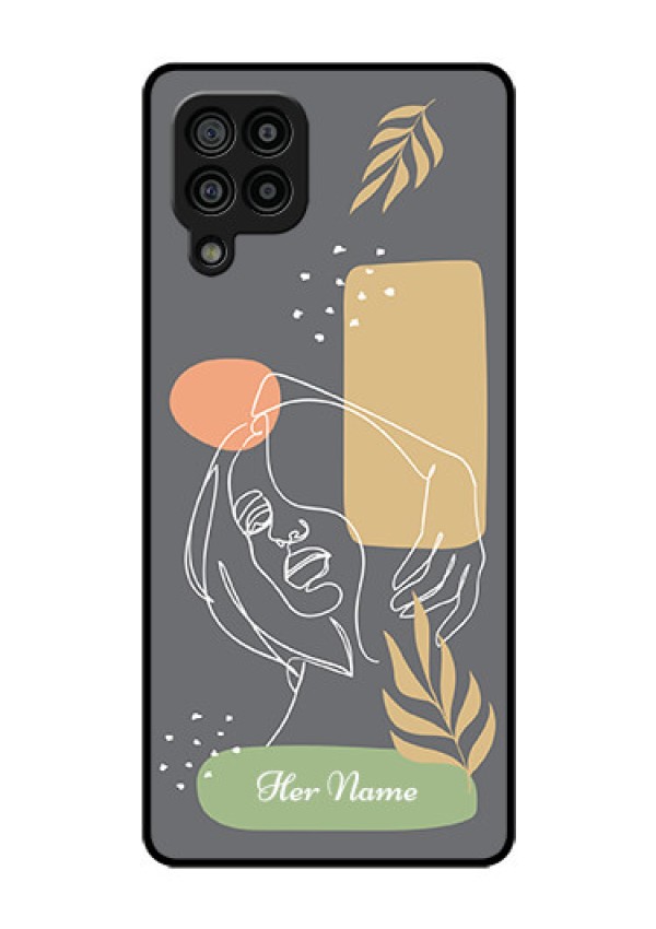 Galaxy F22 Custom Glass Phone Case - Gazing Woman line art Design
