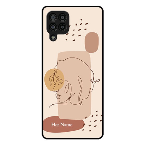Galaxy F22 Photo Printing on Glass Case - Calm Woman line art Design Galaxy F22 Photo Printing on Glass Case - Calm Woman line art Design