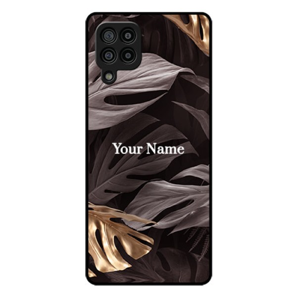 Galaxy F22 Personalised Glass Phone Case - Wild Leaves digital paint Design Galaxy F22 Personalised Glass Phone Case - Wild Leaves digital paint Design