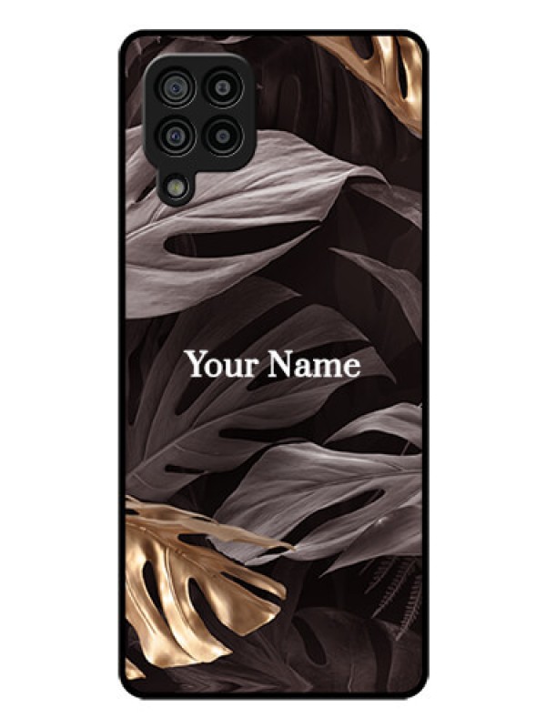 Custom Galaxy F22 Personalised Glass Phone Case - Wild Leaves digital paint Design