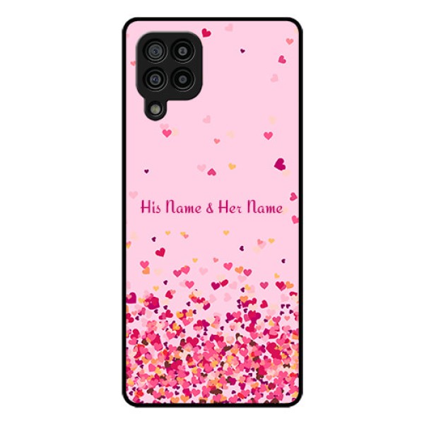 Galaxy F22 Photo Printing on Glass Case - Floating Hearts Design