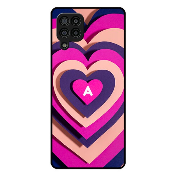Galaxy F22 Custom Glass Mobile Case - Cute Heart Pattern Design