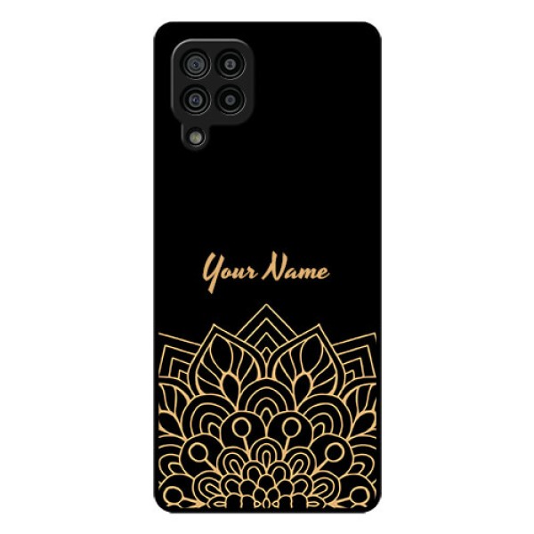 Galaxy F22 Custom Glass Phone Case - Golden mandala Design