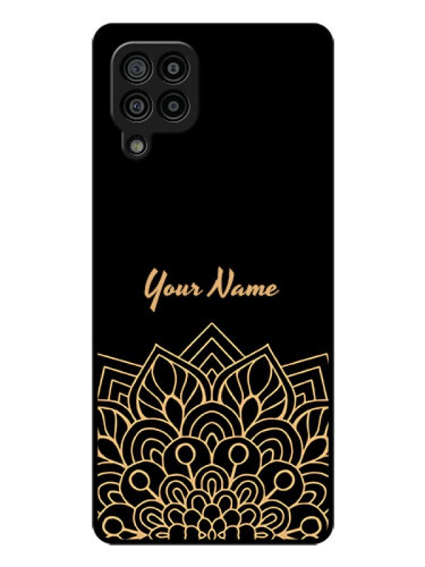 Custom Galaxy F22 Custom Glass Phone Case - Golden mandala Design