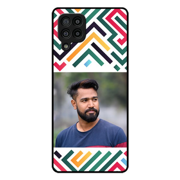 Galaxy F22 Personalized Glass Phone Case - Colorful Maze Pattern Design Galaxy F22 Personalized Glass Phone Case - Colorful Maze Pattern Design
