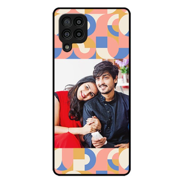 Galaxy F22 Photo Printing on Glass Case - Semi-circle Maze Pattern Design Galaxy F22 Photo Printing on Glass Case - Semi-circle Maze Pattern Design
