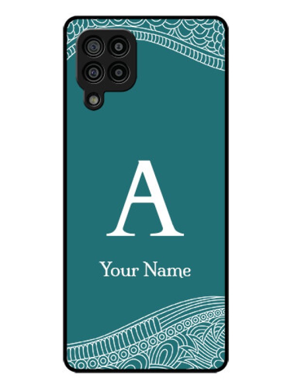 Custom Galaxy F22 Personalized Glass Phone Case - line art pattern with custom name Design