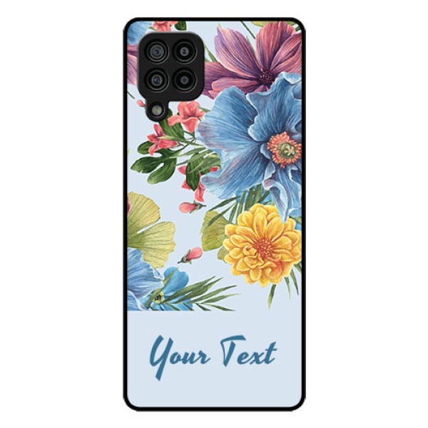 Galaxy F22 Custom Glass Mobile Case - Stunning Watercolored Flowers Painting Design