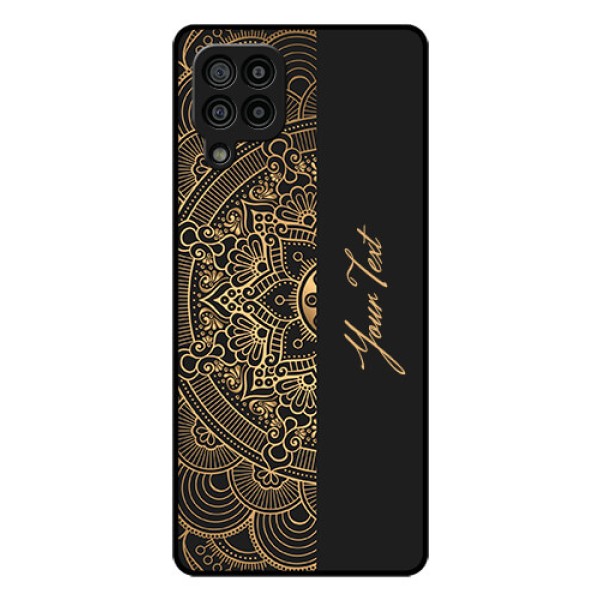 Galaxy F22 Photo Printing on Glass Case - Mandala art with custom text Design Galaxy F22 Photo Printing on Glass Case - Mandala art with custom text Design