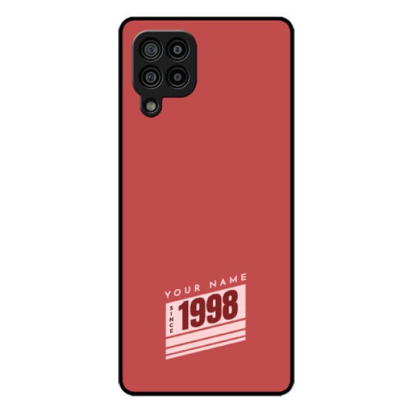 Galaxy F22 Custom Glass Phone Case - Red custom year of birth Design Galaxy F22 Custom Glass Phone Case - Red custom year of birth Design