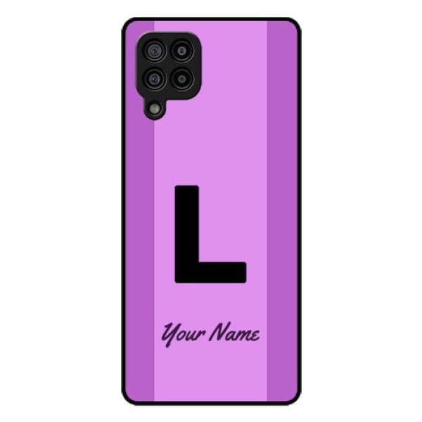 Galaxy F22 Custom Glass Phone Case - Tricolor custom text Design