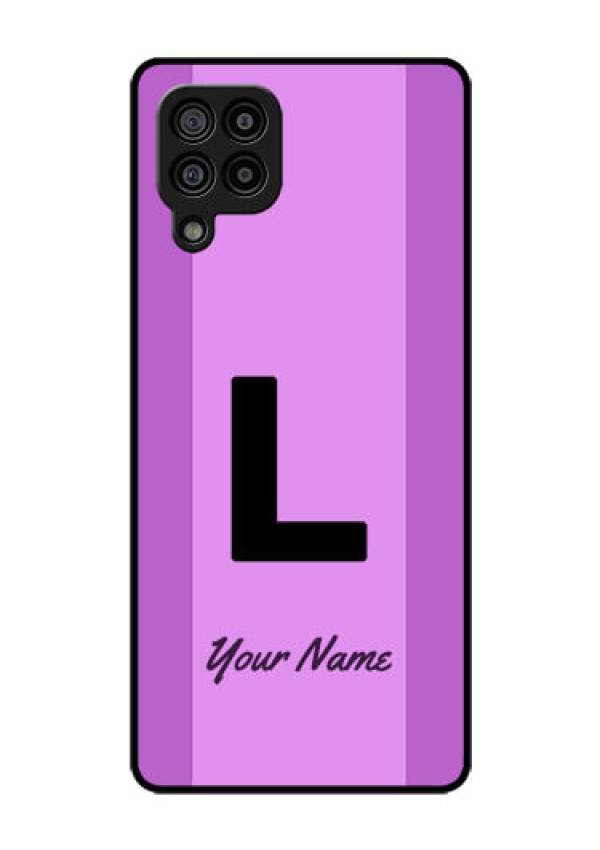 Galaxy F22 Custom Glass Phone Case - Tricolor custom text Design