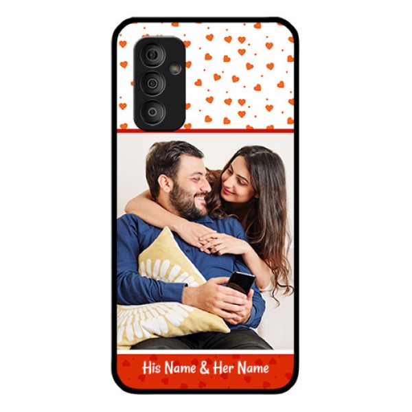 Galaxy F23 5G Custom Glass Phone Case - Orange Love Symbol Design