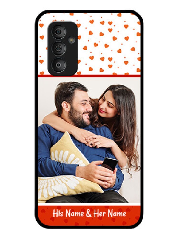 Custom Galaxy F23 5G Custom Glass Phone Case - Orange Love Symbol Design