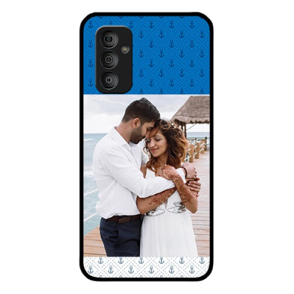 Galaxy F23 5G Photo Printing on Glass Case - Blue Anchors Design