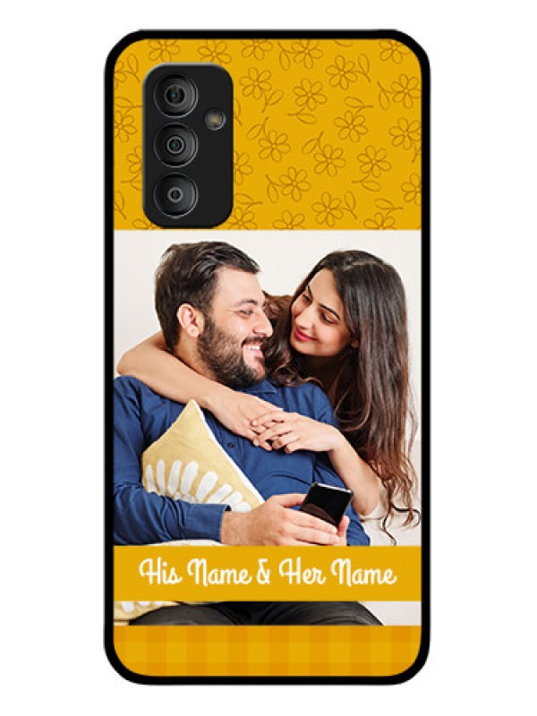 Custom Galaxy F23 5G Custom Glass Mobile Case - Yellow Floral Design