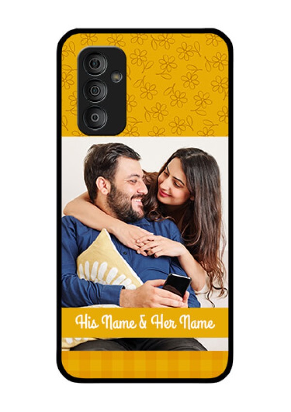 Galaxy F23 5G Custom Glass Mobile Case - Yellow Floral Design
