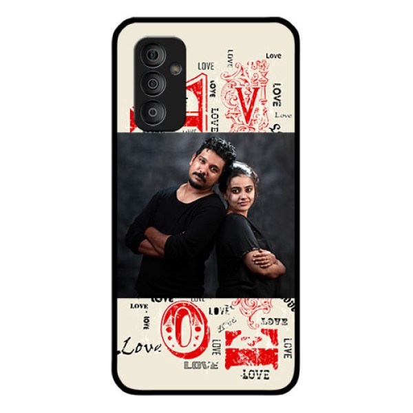 Galaxy F23 5G Photo Printing on Glass Case - Trendy Love Design Case