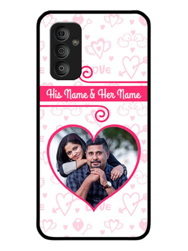 Custom Galaxy F23 5G Personalized Glass Phone Case - Heart Shape Love Design