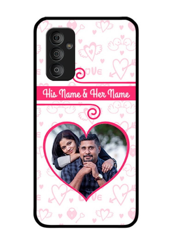 Galaxy F23 5G Personalized Glass Phone Case - Heart Shape Love Design