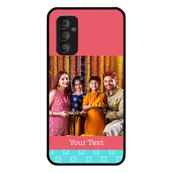 Galaxy F23 5G Personalized Glass Phone Case - Peach & Blue Color Design Galaxy F23 5G Personalized Glass Phone Case - Peach & Blue Color Design