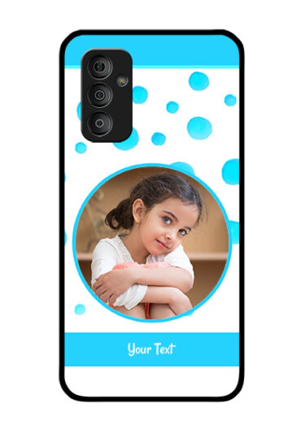 Galaxy F23 5G Photo Printing on Glass Case - Blue Bubbles Pattern Design