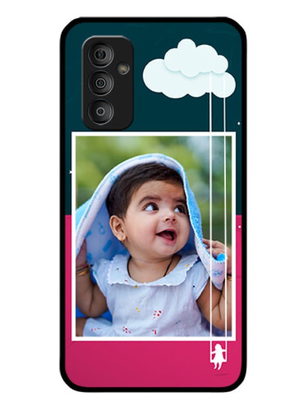Custom Galaxy F23 5G Custom Glass Phone Case - Cute Girl with Cloud Design