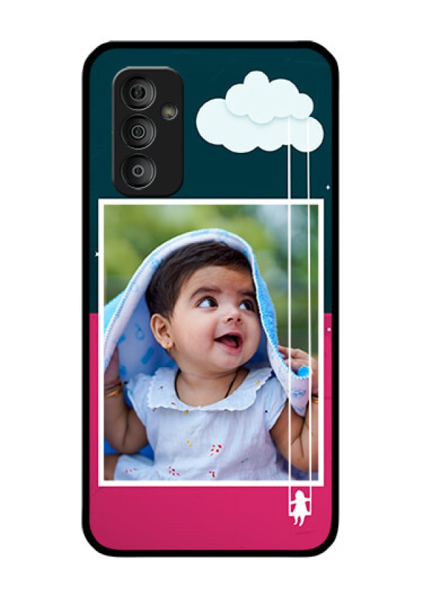 Galaxy F23 5G Custom Glass Phone Case - Cute Girl with Cloud Design