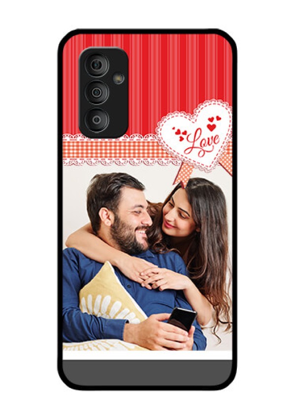 Galaxy F23 5G Custom Glass Mobile Case - Red Love Pattern Design