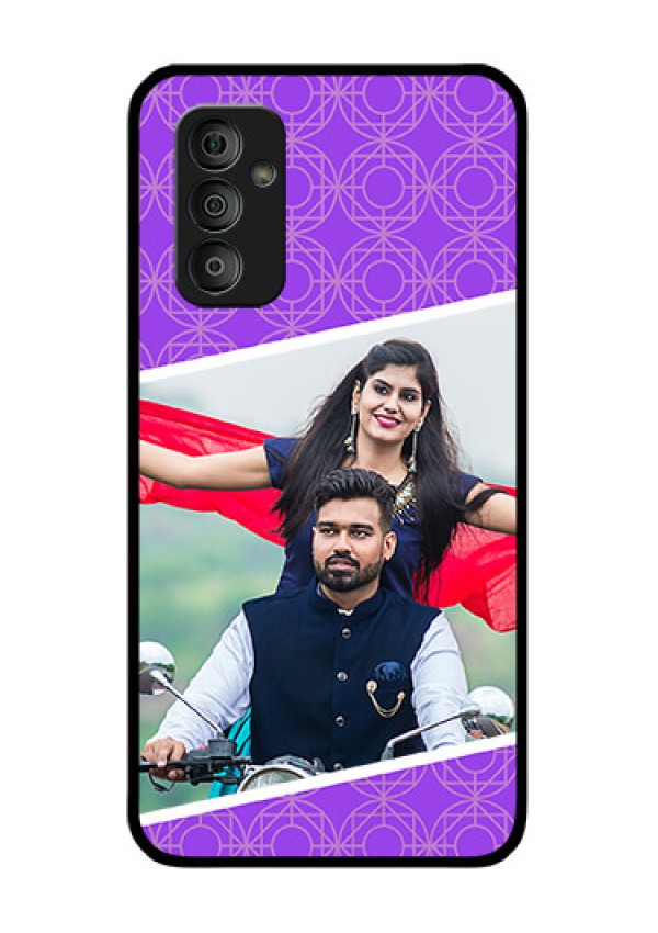 Galaxy F23 5G Custom Glass Phone Case - Violet Pattern Design