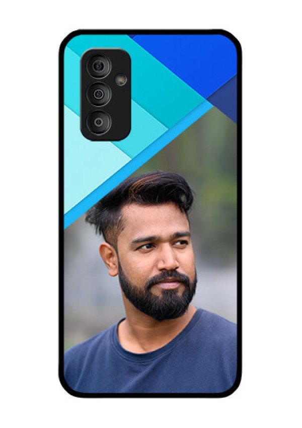 Galaxy F23 5G Custom Glass Phone Case - Blue Pattern Design